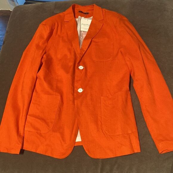 Men’s Orange Lightweight Slim Fit 2 Button Casual Jacket Size S NWT - Picture 8 of 11